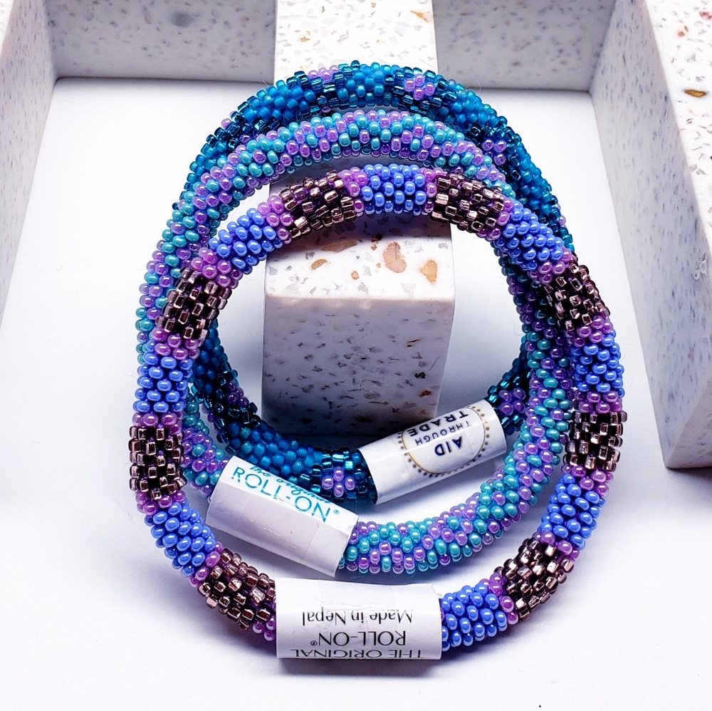 MALDIVES -Original Roll-On® Bracelets, 7" round, made in Nepal #4 (3 pieces)